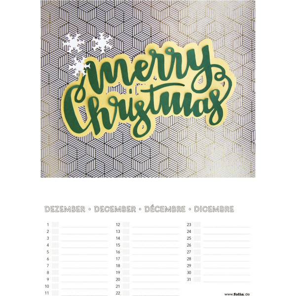 Calendrier à décorer, format 17x24 cm