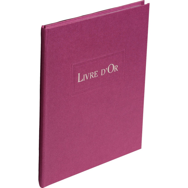 Livre d'or 96 pages, lie de vin tranche argent A4