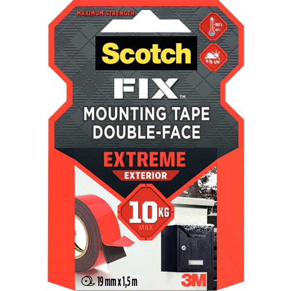 Rouleau adhésif Scotch fixation double face extra fort 19mmx1,5m