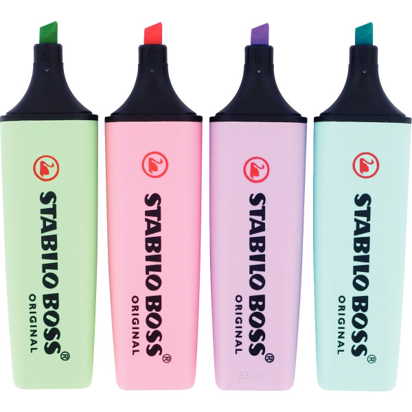 Pochette de 4 surligneurs Boss pastels assortis
