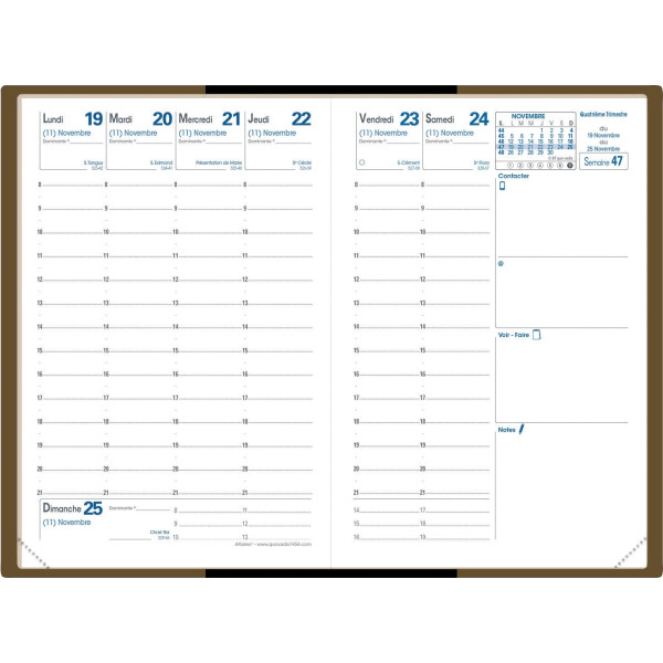Agenda semainier Club 10x15cm bleu ciel