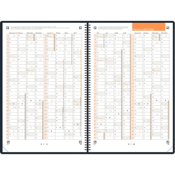 Agenda semainier Oxford International 16x24cm Noir