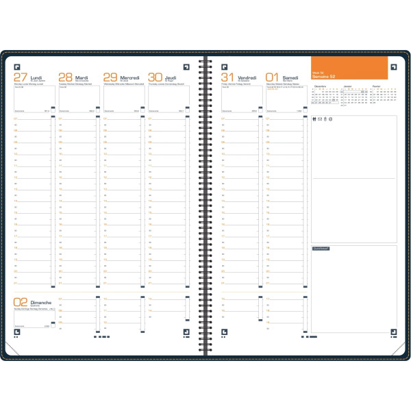 Agenda semainier Oxford International 16x24cm Noir