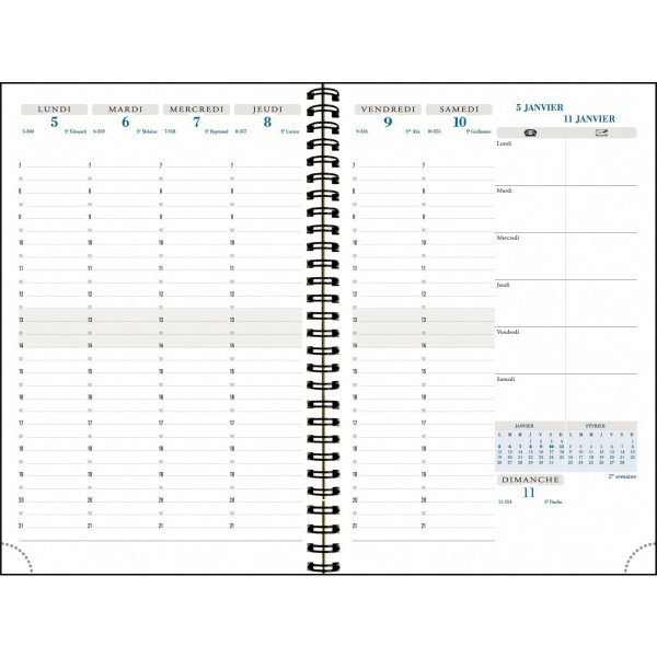 Agenda semainier All In One 15x21cm Kaa Noir