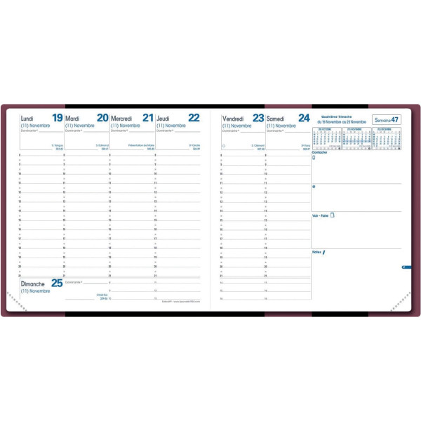 Agenda semainier Calypso 16x16 Rose irisé