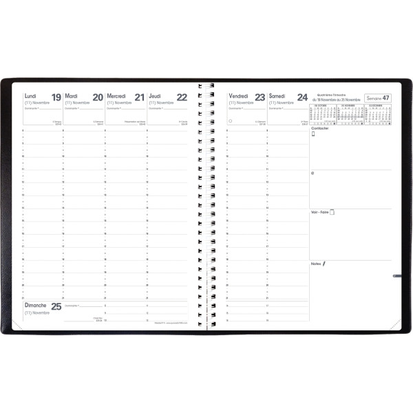 Agenda semainier président spirale 21x27cm noir