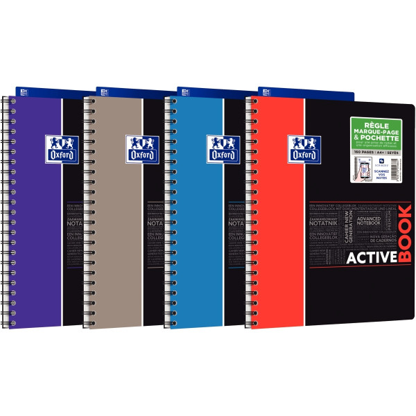 Cahier à reliure intégrale ACTIVEBOOK OXFORD 160 pages perforées, format A4+, seyès