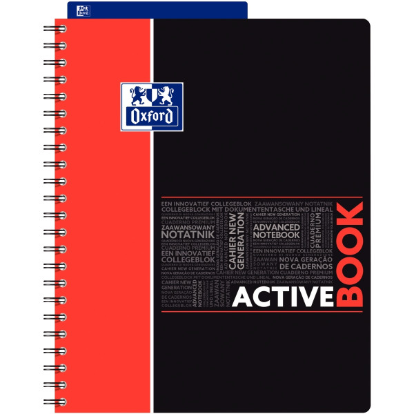 Cahier à reliure intégrale ACTIVEBOOK OXFORD 160 pages perforées, format A4+, quadrillé 5x5