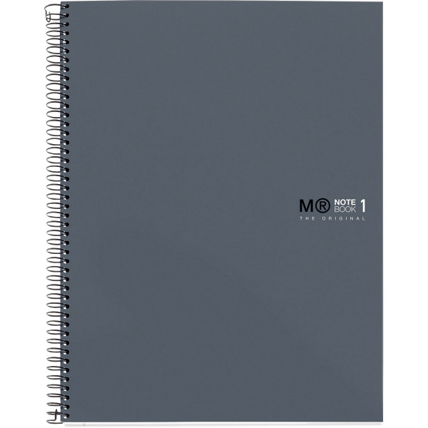 Cahier à reliure intégrale 80 feuilles NOTEBOOK MIQUELRIUS, format A4, quadrillé 5x5, gris