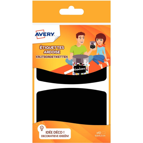 Paquet de 10 étiquettes ardoise noir 95x63mm