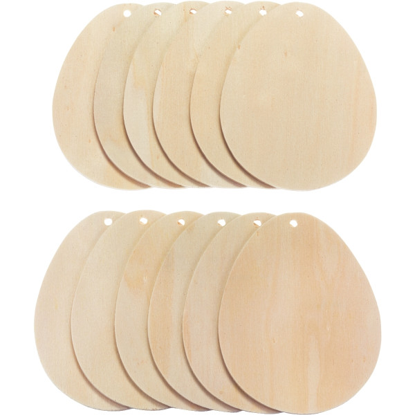 Lot de 24 suspensions oeufs en bois, grand modèle