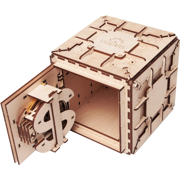 Maquette mécanique en bois, coffre-fort