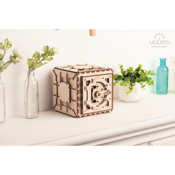 Maquette mécanique en bois, coffre-fort