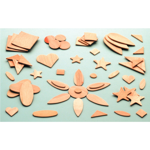 Sachet de 100 formes assorties en bois naturel