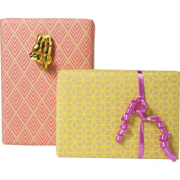 Paquet de 10 rouleaux de papiers kraft 70g 2x0,70m motifs géométriques