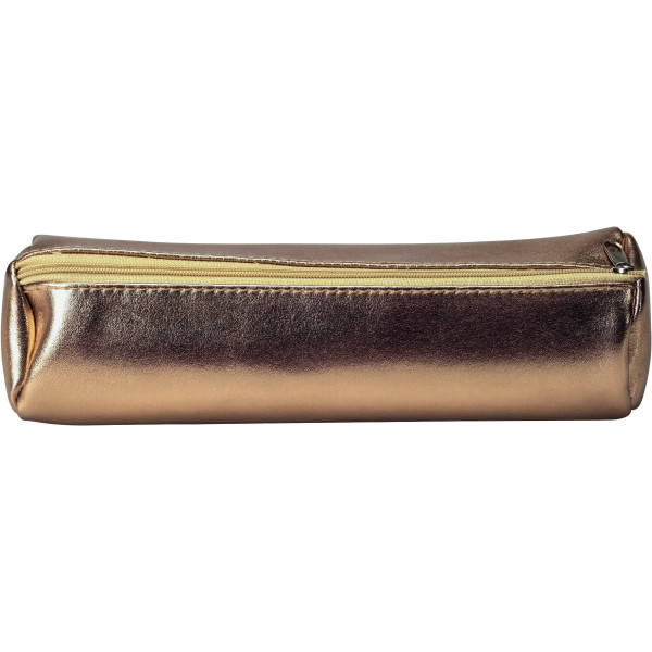 Trousse ronde metallique 1 compartiment Polyurétane coloris copper