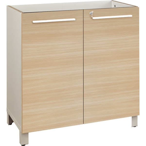 Rangement bas 2 portes Sunday L80xH79xP42cm chêne