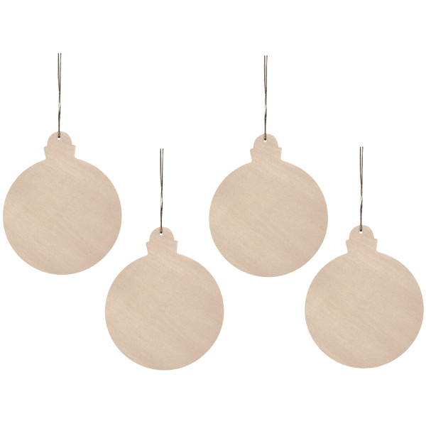 Lot de 8 grosses boules de Noël en bois, diamètre 11 cm