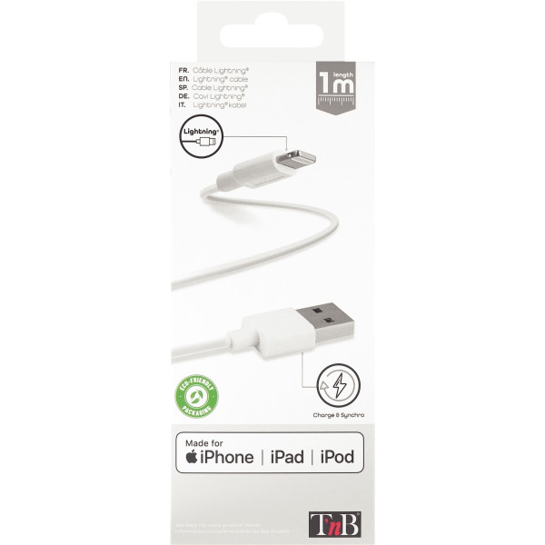 Cordon USB type A vers type Lightning 1m blanc