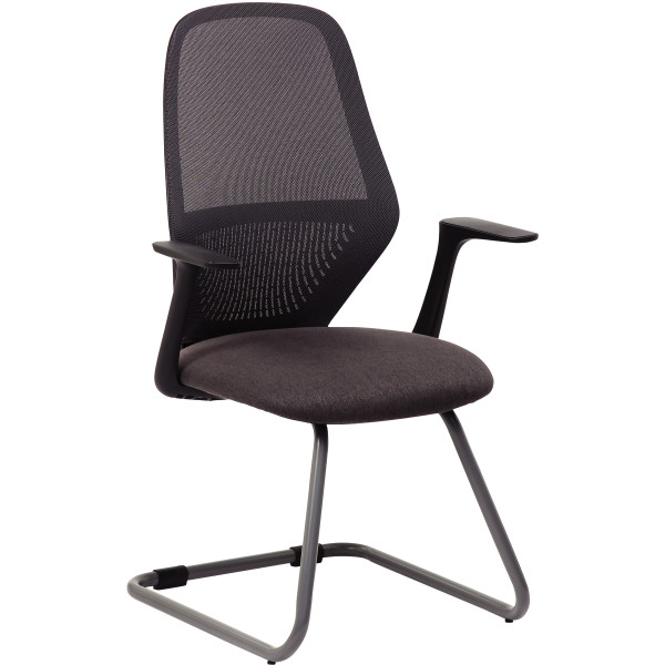 Lot de 2 sièges visiteur structure noire/Assise et résille gris foncé
