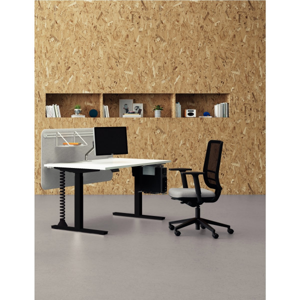 Bureau à réglage électrique Guera 2 L140xP80cm plateau blanc/piètement noir