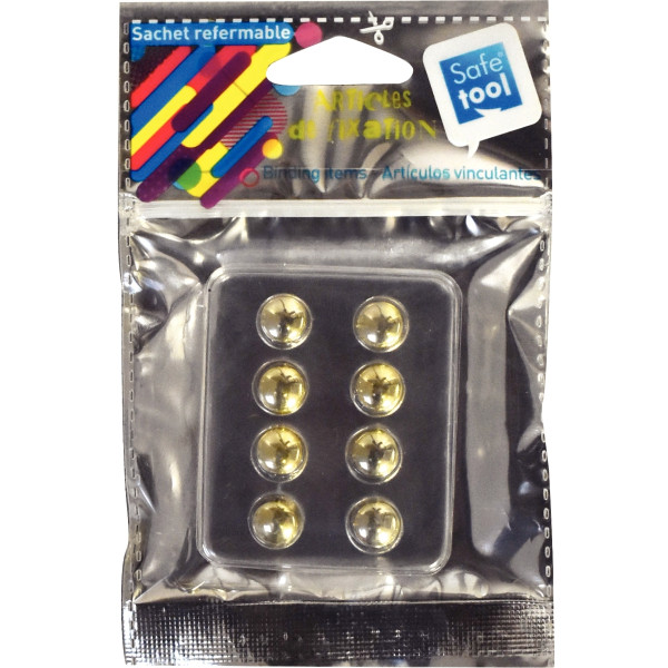 Sachet de 8 punaises magnétiques diamètre 9mm coloris doré