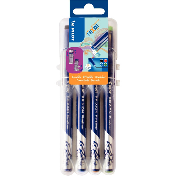 Etui de 4 feutres frixion fineliner assortis