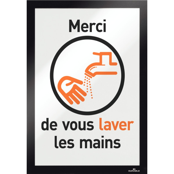 Sac de 2 cadres d'affichage A4 adhésif repositionnable avec contour magnétique noir