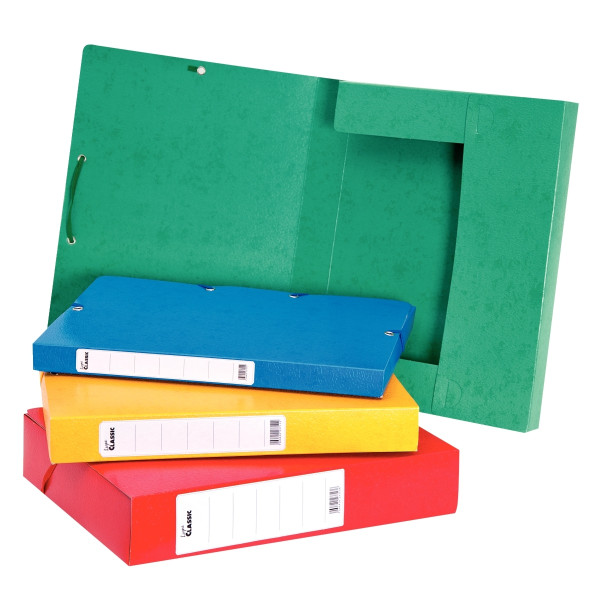 Boîte de classement en carte grainée dos 6 cm, rouge
