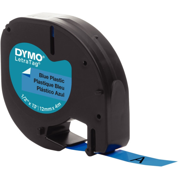 Recharge lettre plastique 12 mm x 4 m  noir sur bleu