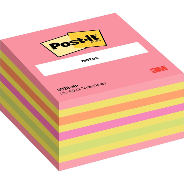 Cube de 450 feuilles de notes post-it repositionnables 76 x 76 mm coloris néon rose