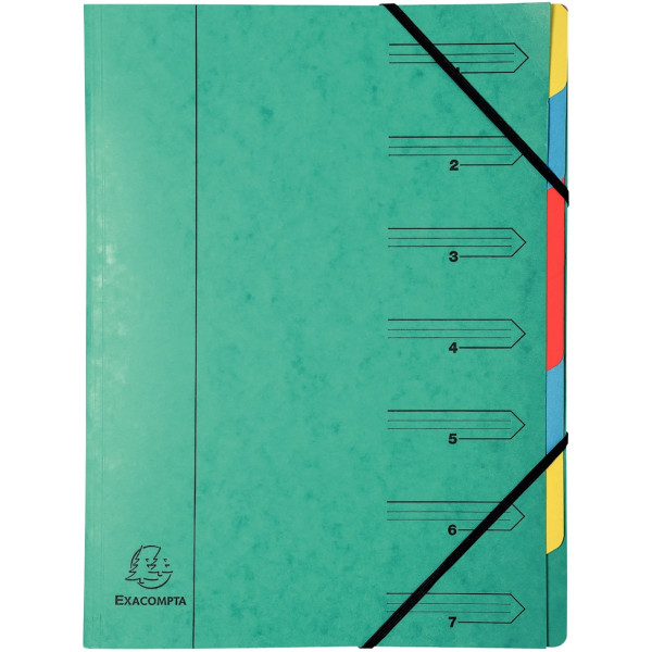Trieur dos agrafé avec élastiques 7 compartiments, coloris assortis