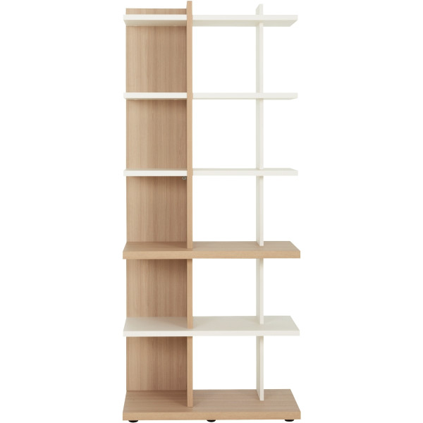 Bibliothèque L80xH189xP45cm chêne structuré/blanc BRABANT