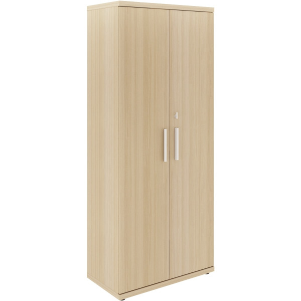 Rangement haut 2 portes L80xH194xP45cm chêne structuré/blanc BRABANT