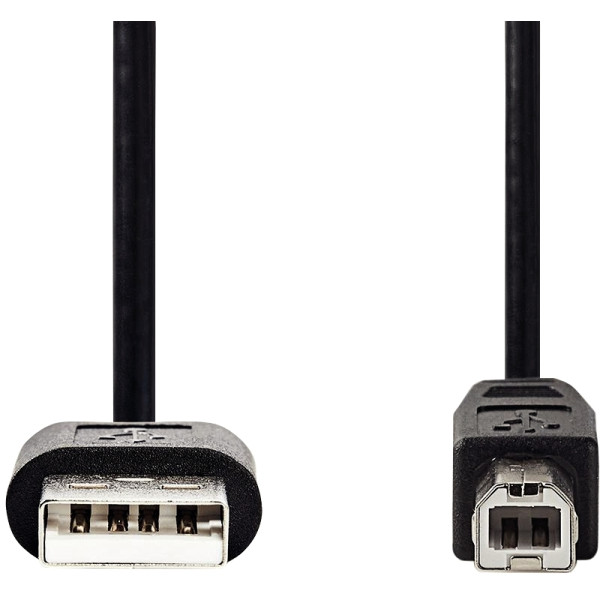 Cordon USB 2.0 type A mâle vers type B mâle noir 2m