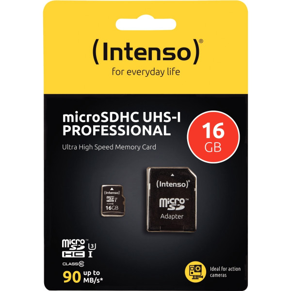 Carte mémoire Intenso micro SD UHS I Professionnel 16 GO