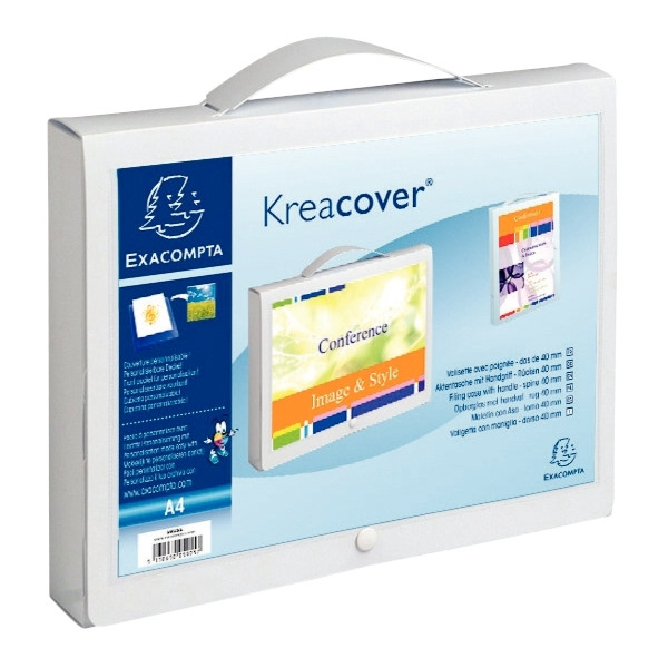 Valisette personnalisable KREACOVER en polypropylène, dos 4 cm, blanc