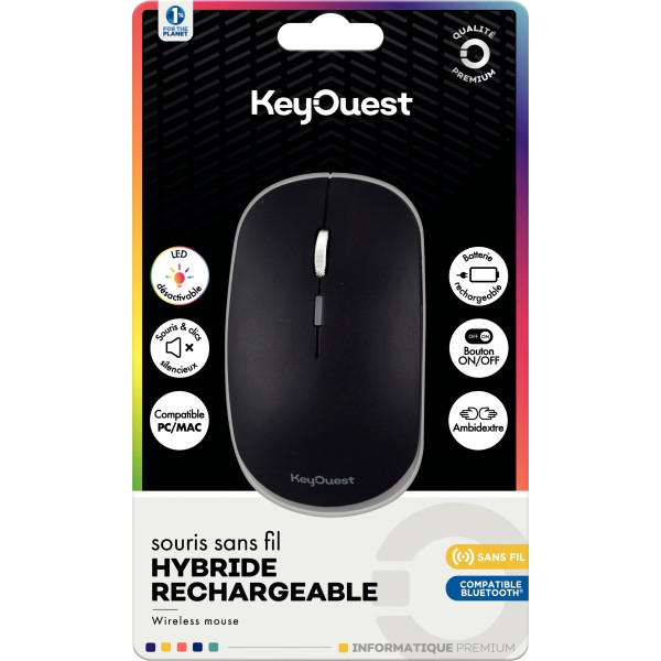 Souris sans fil hybride rechargeable KeyOuest couleur noir