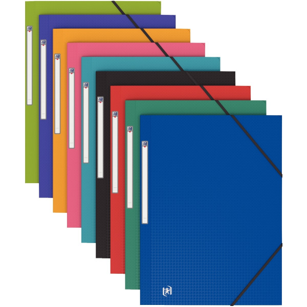 Paquet de 10 chemises 3 rabats à élastiques MEMPHIS en polypropylène opaque 5/10ème, coloris assorti
