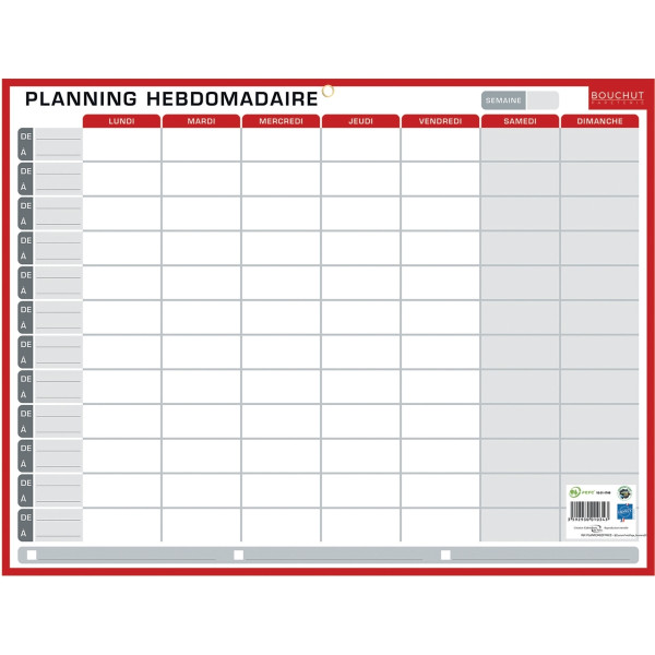 Planning rigide hebdomadaire et annuel 32x42cm