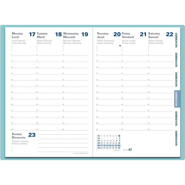 Agenda semainier Equology 10x15cm bleu clair