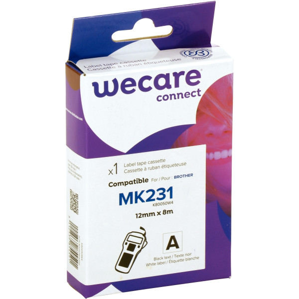 Recharge BROTHER MK 12 mm noir sur blanc compatible