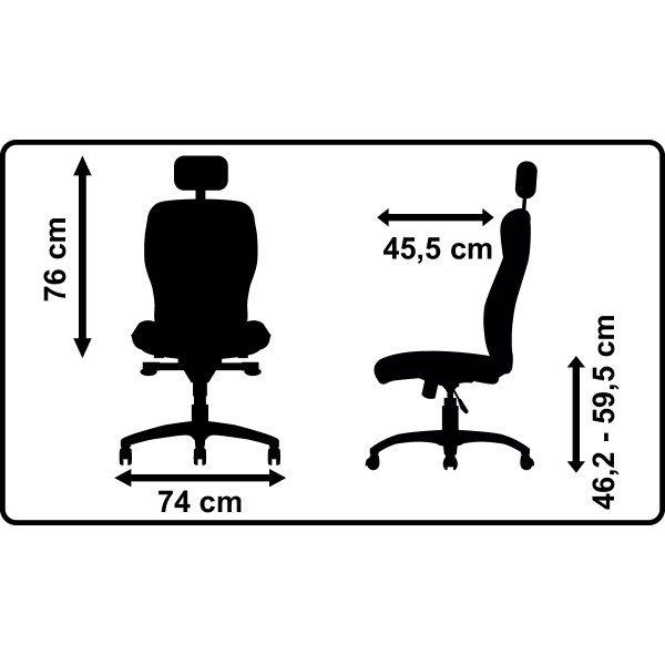 Fauteuil Eleganze avec tétière dos noir/assise bleu