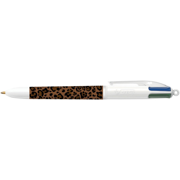 Stylo bille 4 couleurs Léopard marron