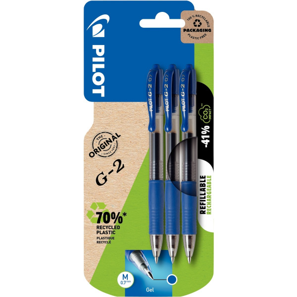Blister de 3 stylos G2 bleus