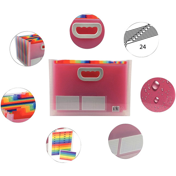 Maxi trieur extensible CRYSTAL en polypropylène avec 2 poignées, 24 compartiments