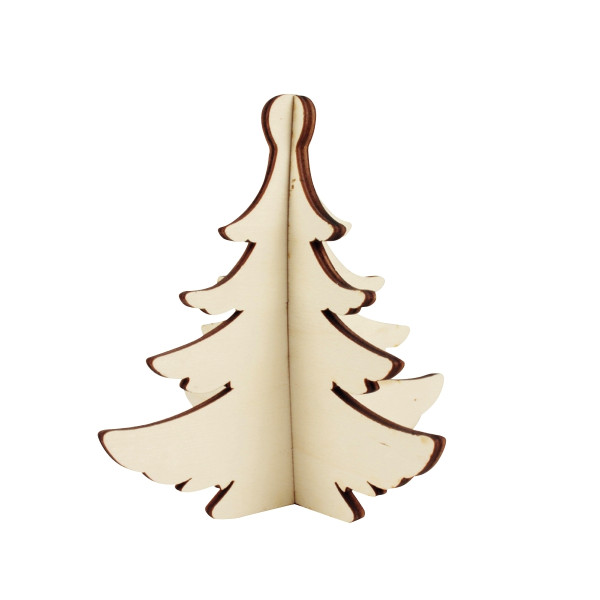 Lot de 12 sapins 3D en bois, 3 modèles assortis