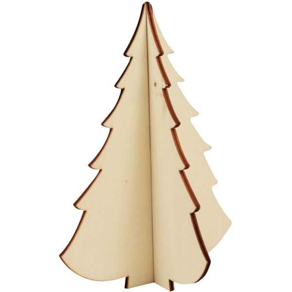 Lot de 12 sapins 3D en bois, 3 modèles assortis