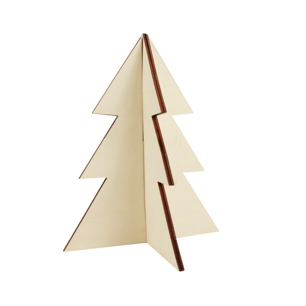 Lot de 12 sapins 3D en bois, 3 modèles assortis