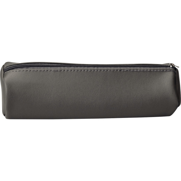 Trousse ronde metallique 1 compartiment Polyurétane coloris gris